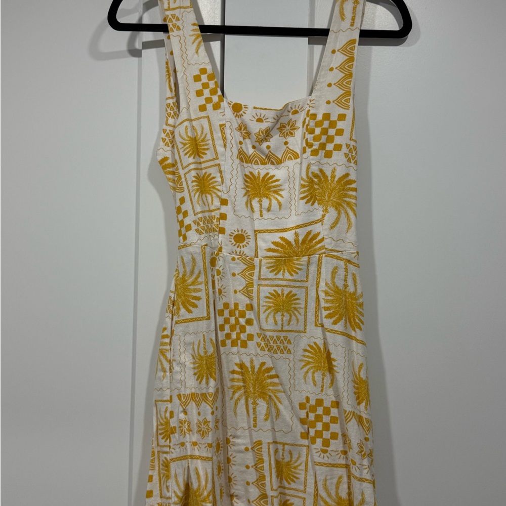 Monteau Yellow and White Patterned Midi Dress